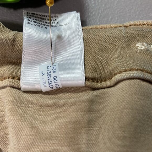 AMERICAN EAGLE Pants Super High Rise Flare Stretch Womens 22 Long Tall Tan Khaki - Picture 14 of 14